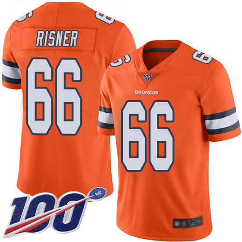Men Denver Broncos #66 Dalton Risner Limited Orange Rush Vapor Untouchable 100th Season Football NFL Jersey